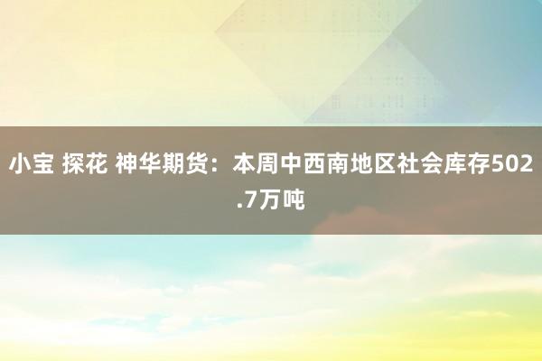 小宝 探花 神华期货：本周中西南地区社会库存502.7万吨