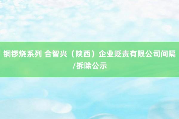 铜锣烧系列 合智兴（陕西）企业贬责有限公司间隔/拆除公示