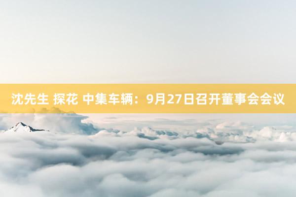 沈先生 探花 中集车辆：9月27日召开董事会会议