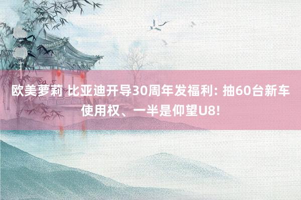 欧美萝莉 比亚迪开导30周年发福利: 抽60台新车使用权、一半是仰望U8!