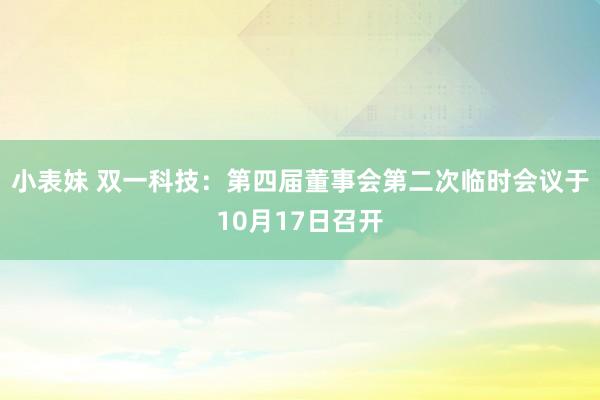 小表妹 双一科技：第四届董事会第二次临时会议于10月17日召开