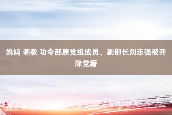 妈妈 调教 功令部原党组成员、副部长刘志强被开除党籍