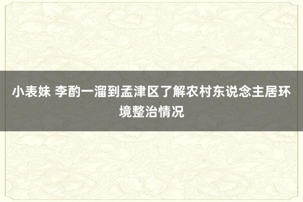 小表妹 李酌一溜到孟津区了解农村东说念主居环境整治情况