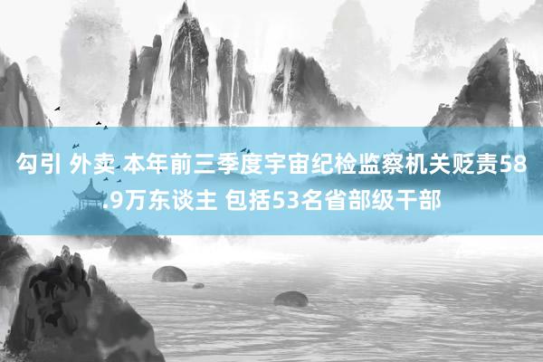 勾引 外卖 本年前三季度宇宙纪检监察机关贬责58.9万东谈主 包括53名省部级干部