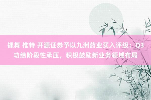 裸舞 推特 开源证券予以九洲药业买入评级：Q3功绩阶段性承压，积极鼓励新业务领域布局