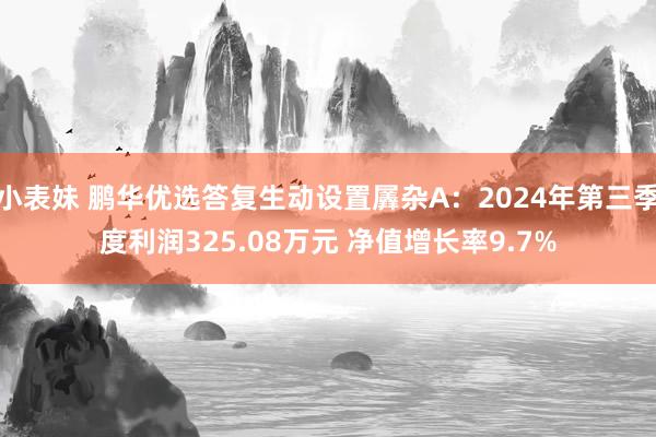 小表妹 鹏华优选答复生动设置羼杂A：2024年第三季度利润325.08万元 净值增长率9.7%