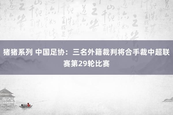 猪猪系列 中国足协：三名外籍裁判将合手裁中超联赛第29轮比赛