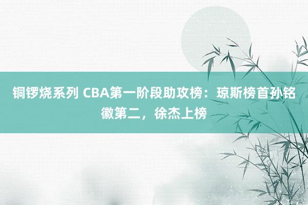 铜锣烧系列 CBA第一阶段助攻榜：琼斯榜首孙铭徽第二，徐杰上榜