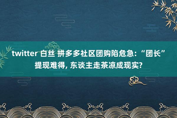 twitter 白丝 拼多多社区团购陷危急: “团长”提现难得， 东谈主走茶凉成现实?