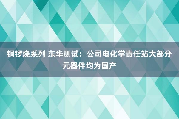 铜锣烧系列 东华测试：公司电化学责任站大部分元器件均为国产