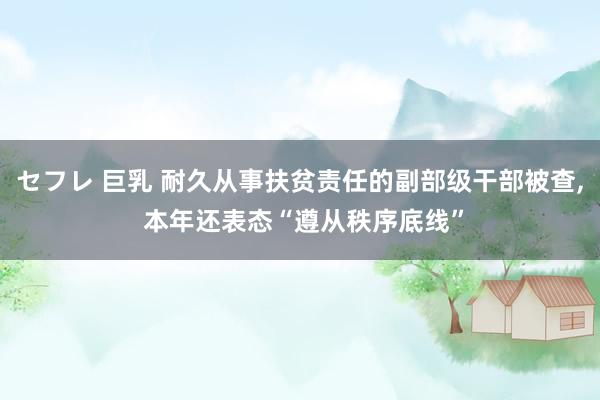 セフレ 巨乳 耐久从事扶贫责任的副部级干部被查， 本年还表态“遵从秩序底线”