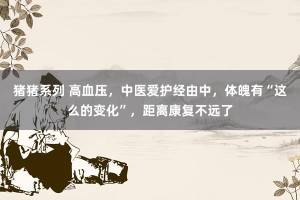 猪猪系列 高血压，中医爱护经由中，体魄有“这么的变化”，距离康复不远了