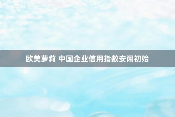 欧美萝莉 中国企业信用指数安闲初始