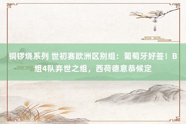 铜锣烧系列 世初赛欧洲区别组：葡萄牙好签！B组4队弃世之组，西荷德意恭候定