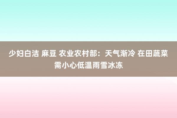 少妇白洁 麻豆 农业农村部：天气渐冷 在田蔬菜需小心低温雨雪冰冻