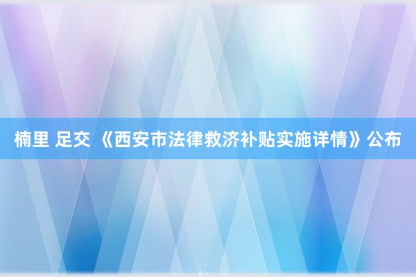 楠里 足交 《西安市法律救济补贴实施详情》公布