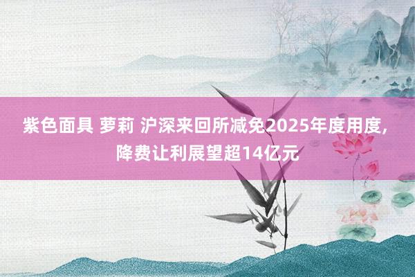 紫色面具 萝莉 沪深来回所减免2025年度用度， 降费让利展望超14亿元