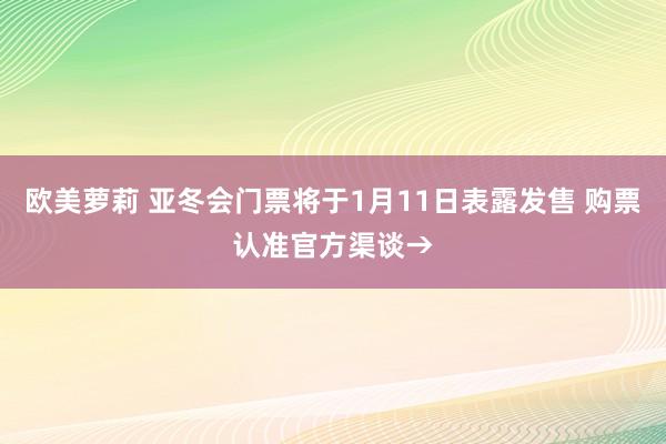 欧美萝莉 亚冬会门票将于1月11日表露发售 购票认准官方渠谈→