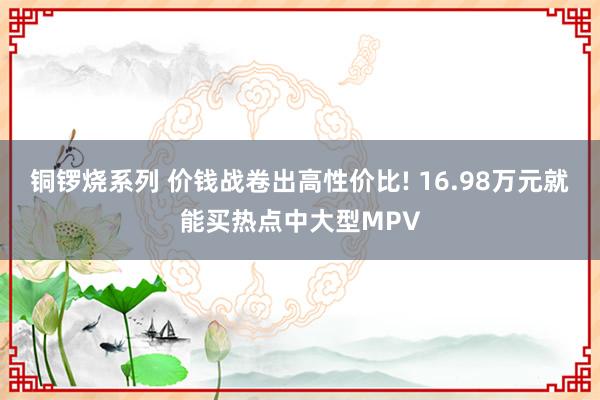 铜锣烧系列 价钱战卷出高性价比! 16.98万元就能买热点中大型MPV